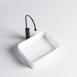 Lavoar ceramic dreptunghiular cu montaj pe blat Luxo White Gloss 41 x 31 cm - Img 3