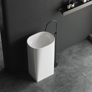 Lavoar ceramic freestanding Claro White Gloss 49 x 38 cm - Img 4