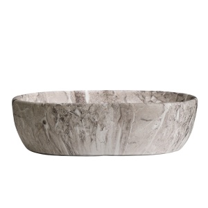Lavoar ceramic oval cu fixare pe blat Neo Marble Grey Matt 48 x 34 cm - Img 3