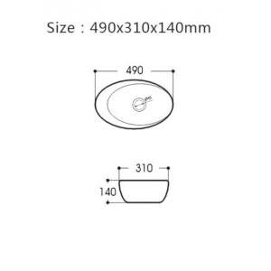 Lavoar ceramic oval cu montaj pe blat Emma Black Gloss 49 x 31 cm - Img 9