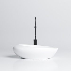 Lavoar ceramic oval cu montaj pe blat Emma White Gloss 49 x 31 cm - Img 4
