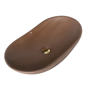 Lavoar ceramic oval cu montaj pe blat Lavi Brown Matt 62 x 36 cm - Img 3