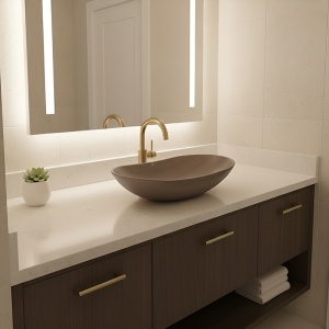 Lavoar ceramic oval cu montaj pe blat Lavi Brown Matt 62 x 36 cm - Img 13