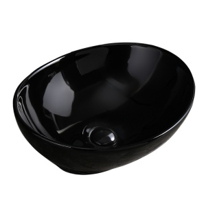 Lavoar ceramic oval cu montaj pe blat Lumo Black Gloss 40 x 33 cm