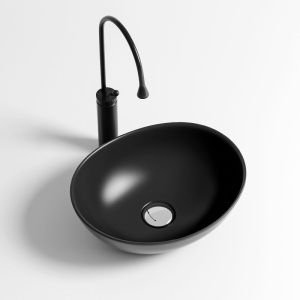 Lavoar ceramic oval cu montaj pe blat Lumo Black Matt 40 x 35 cm - Img 3