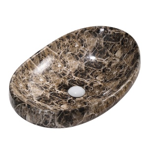 Lavoar ceramic oval din marmura maro Amore-MAR7-500, 65 x 37 cm - Img 3