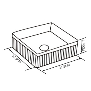 Lavoar ceramic patrat cu caneluri si montaj pe blat Aura White Gloss 37 x 37 cm - Img 11