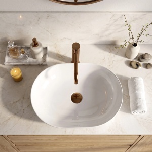 Lavoar ceramic pentru blat Rea Cleo alb, 50 cm - Img 4
