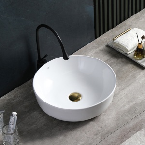 Lavoar ceramic rotund cu montaj pe blat Fino White Gloss 41 x 15 cm - Img 6