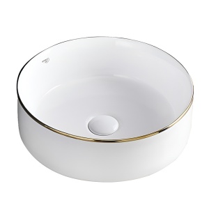 Lavoar ceramic rotund cu montaj pe blat Lava White Gloss 36 x 12 cm