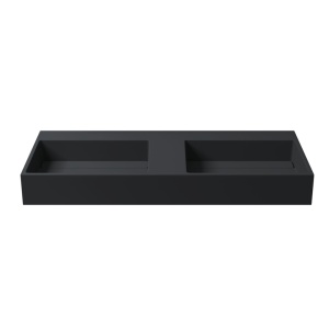 Lavoar De Blat Dublu PRO CASPIO BLACK, diferite dimensiuni, Montaj Pe Blat,Design Deosebit,Cu 1/2 sau fara Gaura Baterie, Conglomerat,Negru Mat - Img 1
