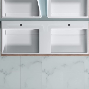 Lavoar De Blat Dublu PRO CASPIO WHITE, diferite dimensiuni , Cu 1/2 Gauri pentru Baterie sau fara Gaura Baterie, Conglomerat, 120 cm, Alb - Img 6