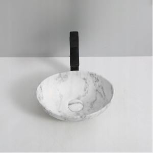 Lavoar De Blat PRO VERA GR, Montaj Pe Blat, Dimensiuni 40 X 33 X 14 Cm, Design Deosebit, Forma Ovala, Ceramica Sanitara, Marmura/Gri - Img 4
