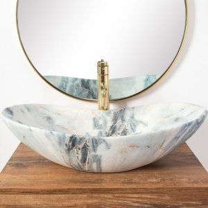 Lavoar De Blat REA ROYAL Granit Mat, Dimensiuni 60.5 X 36 X 10 Cm, Forma Ovala, Ceramica Sanitara - Img 4