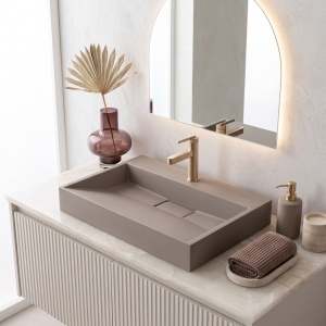Lavoar din compozit Rea Goya taupe mat 70 cm - Img 6