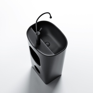 Lavoar oval ceramic freestanding, Claro Black Matt, 49 x 38 cm - Img 5