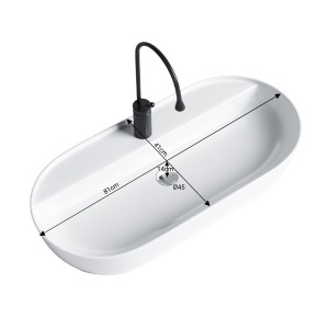 Lavoar oval cu fixare pe blat, din ceramica, Emi White Gloss 81 x 41 cm - Img 6