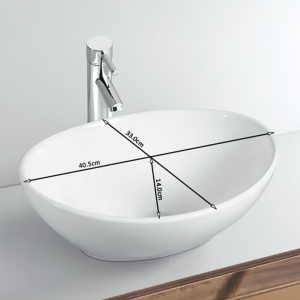 Lavoar oval cu montaj pe blat, alb cu rama aurie Lumo 40 x 33 cm - Img 11