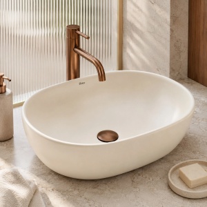 Lavoar oval cu montaj pe blat Rea Focus Creme