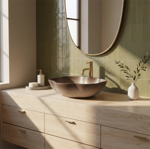 Lavoar pe blat asimetric maro Rea Pearl Ombre - Img 7