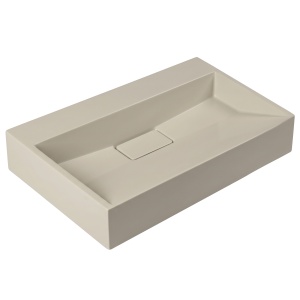 Lavoar pe blat bej din conglomerat fara gaura baterie Veldman Dexter Beige Matt 60 x 37 cm