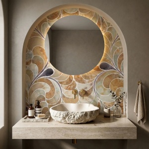 Lavoar pe blat bej imitatie piatra Rea Isla Warm Beige - Img 4