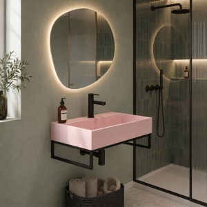 Lavoar pe blat cu cadru Rea Goya roz pastel 60 cm