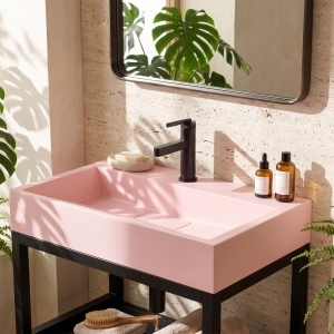 Lavoar pe blat cu cadru Rea Goya roz pastel 60 cm - Img 3
