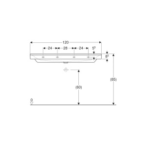 Lavoar pe blat cu orificiu baterie stanga/dreapta 120 cm Geberit Xeno 2 alb - Img 4