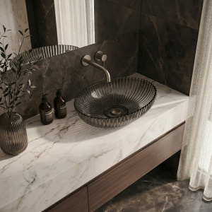 Lavoar pe blat din sticla Alavia Crystal Graphite - Img 4