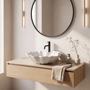 Lavoar pe Blat Rea Flower, Forma Florala, Alb Terrazzo - Img 5