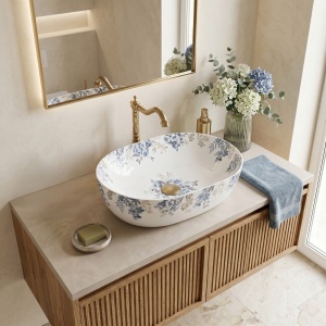Lavoar pe blat Veronica Shiny ceramic oval multicolor - Img 3