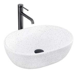 Lavoar pentru blat oval finisaj mat Amelia WARM imitatie piatra - Img 7
