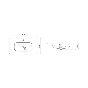 Lavoar pentru mobilier cu finisaj lucios Spectrum Manitoba 80 cm alb - Img 2