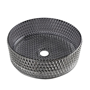 Lavoar rotund din sticla frezata cu montaj pe blat Brillant Black Platinium Gloss 40 x 12 cm - Img 8