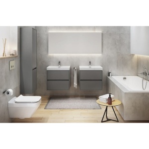Mobilier baie suspendat Cersanit Crea gri mat 50 cm cu 2 sertare - Img 5