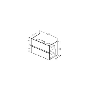 Mobilier pentru lavoar suspendat Ideal Standard Eurovit alb lucios 80 cm 2 sertare - Img 3