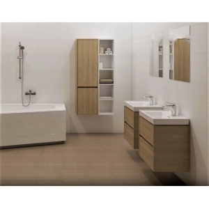 Mobilier suspendat pentru lavoar Cersanit Crea stejar 60 cm cu doua sertare - Img 4