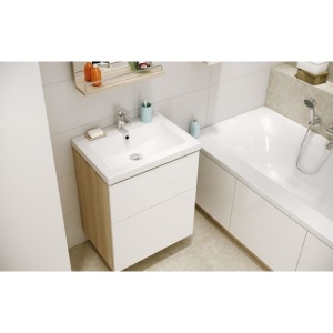 Mobilier suspendat pentru lavoar Cersanit Smart alb 80 cm 2 sertare - Img 4