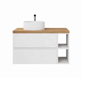 Mobilier suspendat pentru lavoar Fluminia Genova alb lucios 80 x 46 cm - Img 5