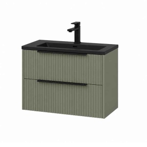 Mobilier suspendat pentru lavoar Fluminia Istria 80 salvia mat front riflat 80 x 46 cm