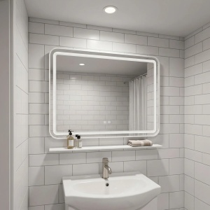 Oglindă de perete LED cu raft 80x60 cm L-8060 - Img 6