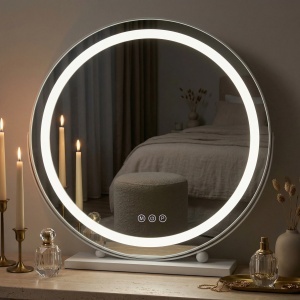 Oglindă LED rotunda pentru Make-Up, White 50 cm - Img 6