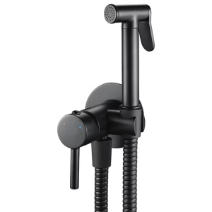 Pachet vas wc suspendat Fluminia, capac softclose si set dus igiena intima negru cu baterie incastrata Rea Loop - Img 5