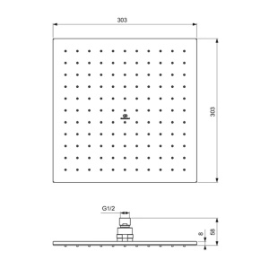Palarie de dus Ideal Standard IdealRain 300x300 mm argintiu Silver Storm 1 functie - Img 7