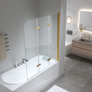 Paravan de cada PR05, Dimensiune 100x140cm, Sticla securizata 6mm, Culoare Auriu - Img 9