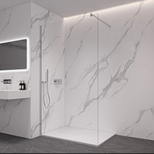 Perete de dus Walk-In 100 cm cu profil cromat si sticla securizata 8mm PRO100 Chrome