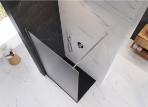 Perete de dus walk-in cu sticla mata Veldman FB11 – 90 x 195 cm, 8 mm, profil crom - Img 4
