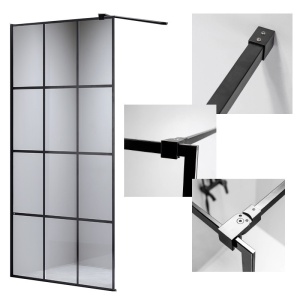 Perete de dus Walk-In SH04D, Dimensiune 100cm,Sticla securizata 8mm, Culoare Negru - Img 3