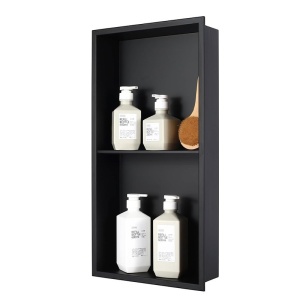 Raft dublu de baie incorporat, negru mat, Duo 60 x 30 x 10 cm - Img 4